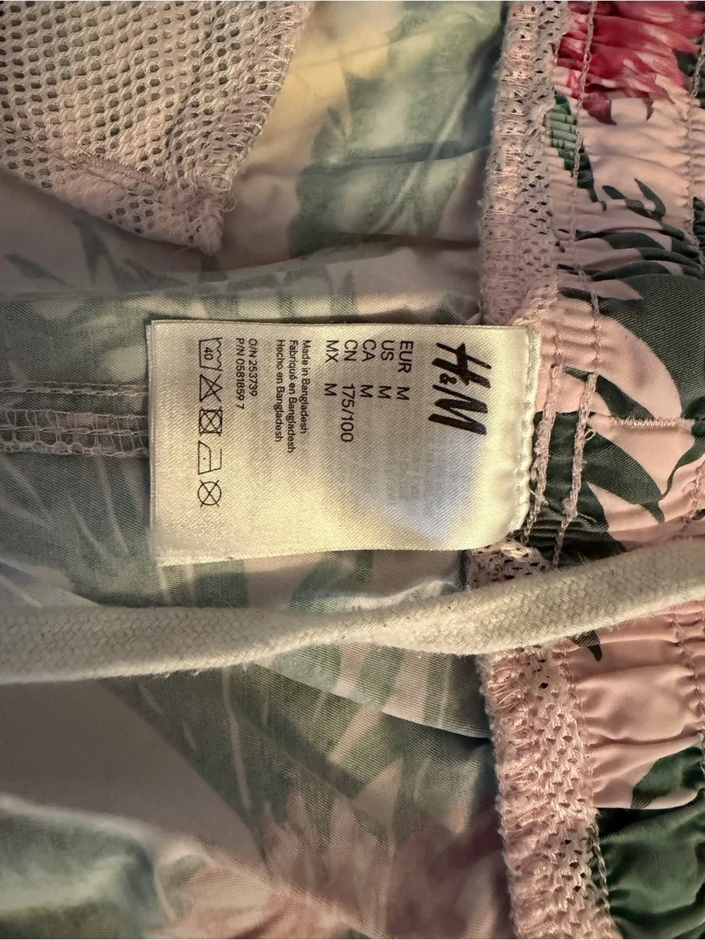 H&M Pink Tropical Floral Drawstring swim Shorts